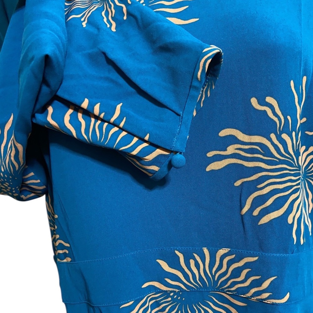 Ann Taylor LOFT Petite Blue Sunburst Print Long Sleeve A-Line Dress Size 6P - Picture 9 of 11